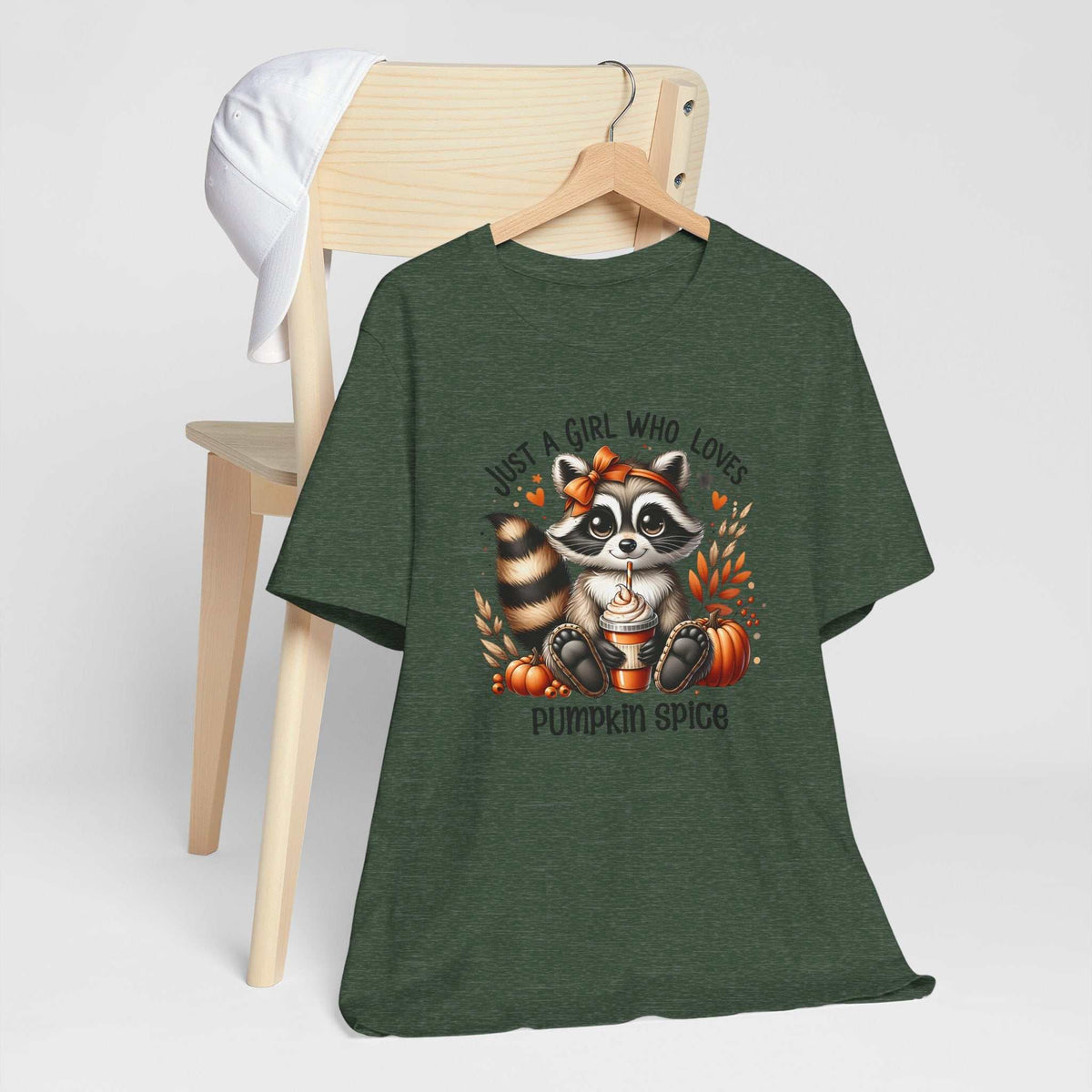 Just a Girl Who Loves Pumpkin Spice Raccoon Fall T-Shirt