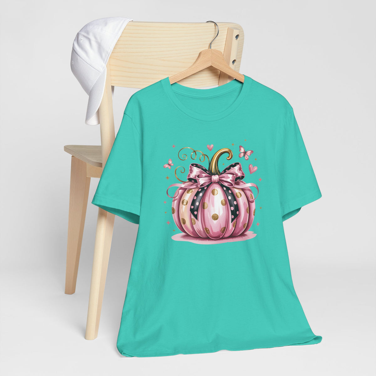 In October We Wear Pink Pumpkin Graphic Tee – Girly Fall Shirt