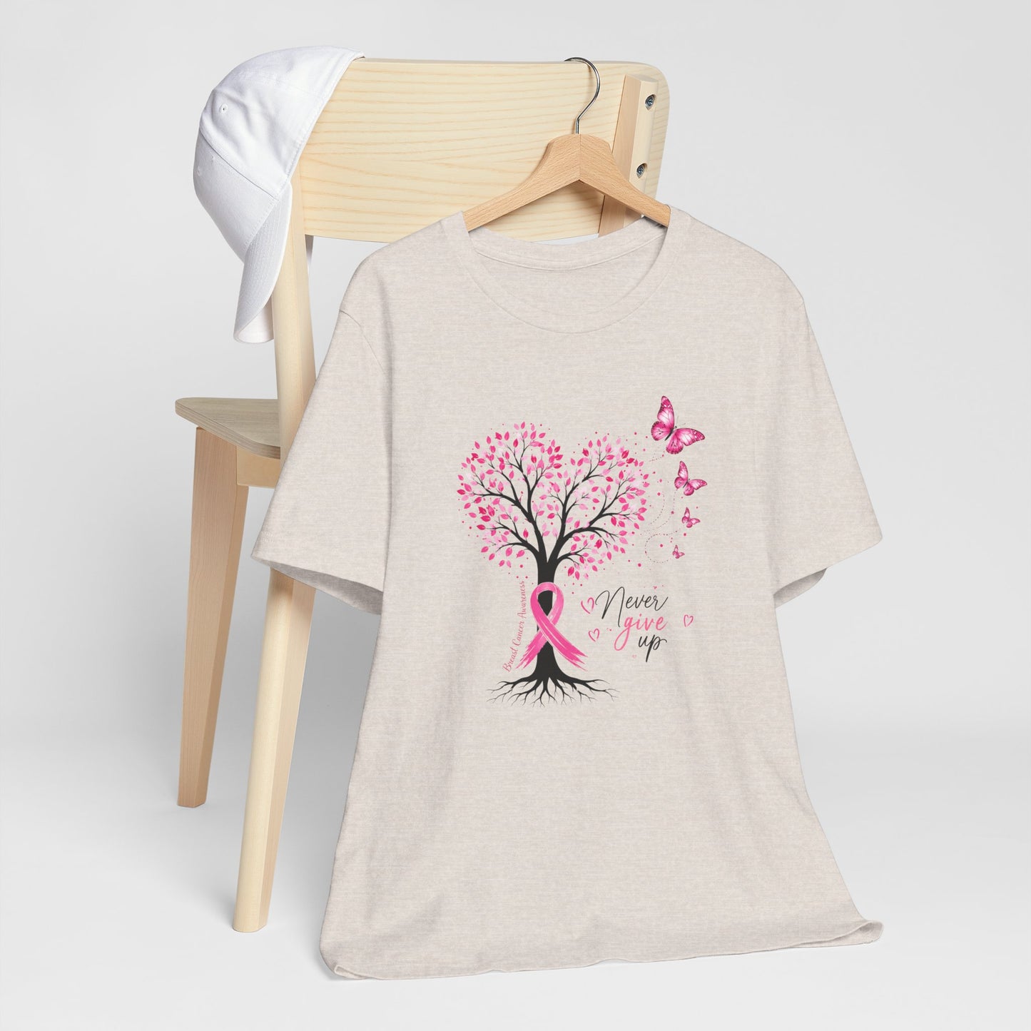 Never Give Up Breast Cancer Awareness Tree Tee
