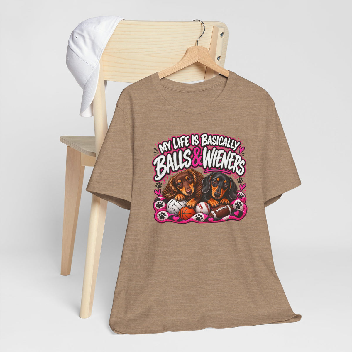 My Life Is Basically Balls & Wieners Funny Dachshund Graphic Tee