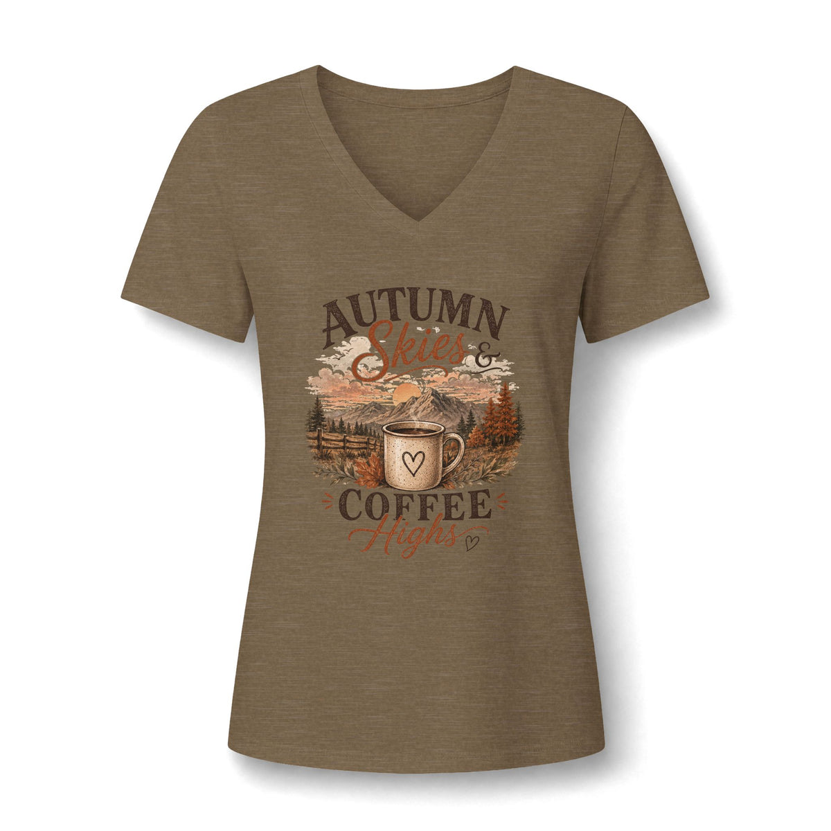 Autumn Skies & Coffee Nights Women's V-Neck Tee