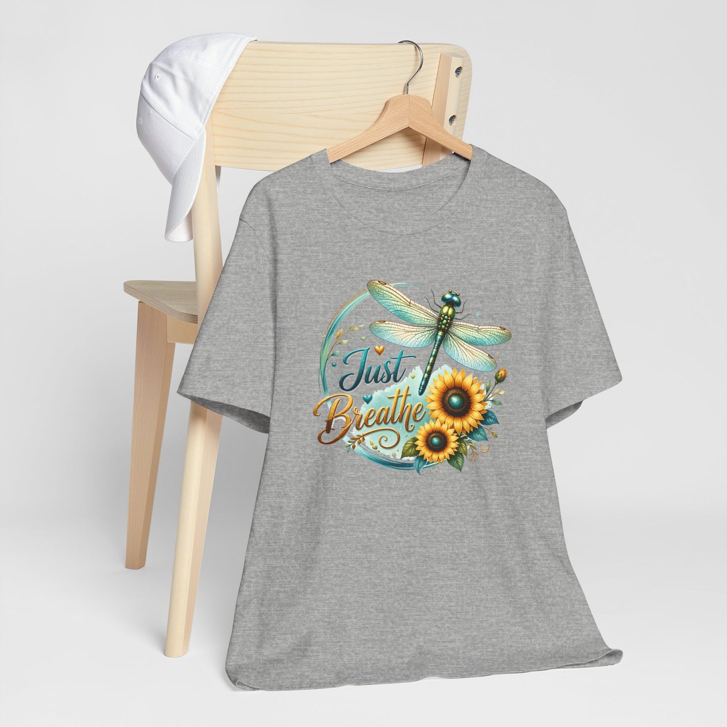 Just Breathe Sunflower Tee – Dragonfly Inspirational Shirt
