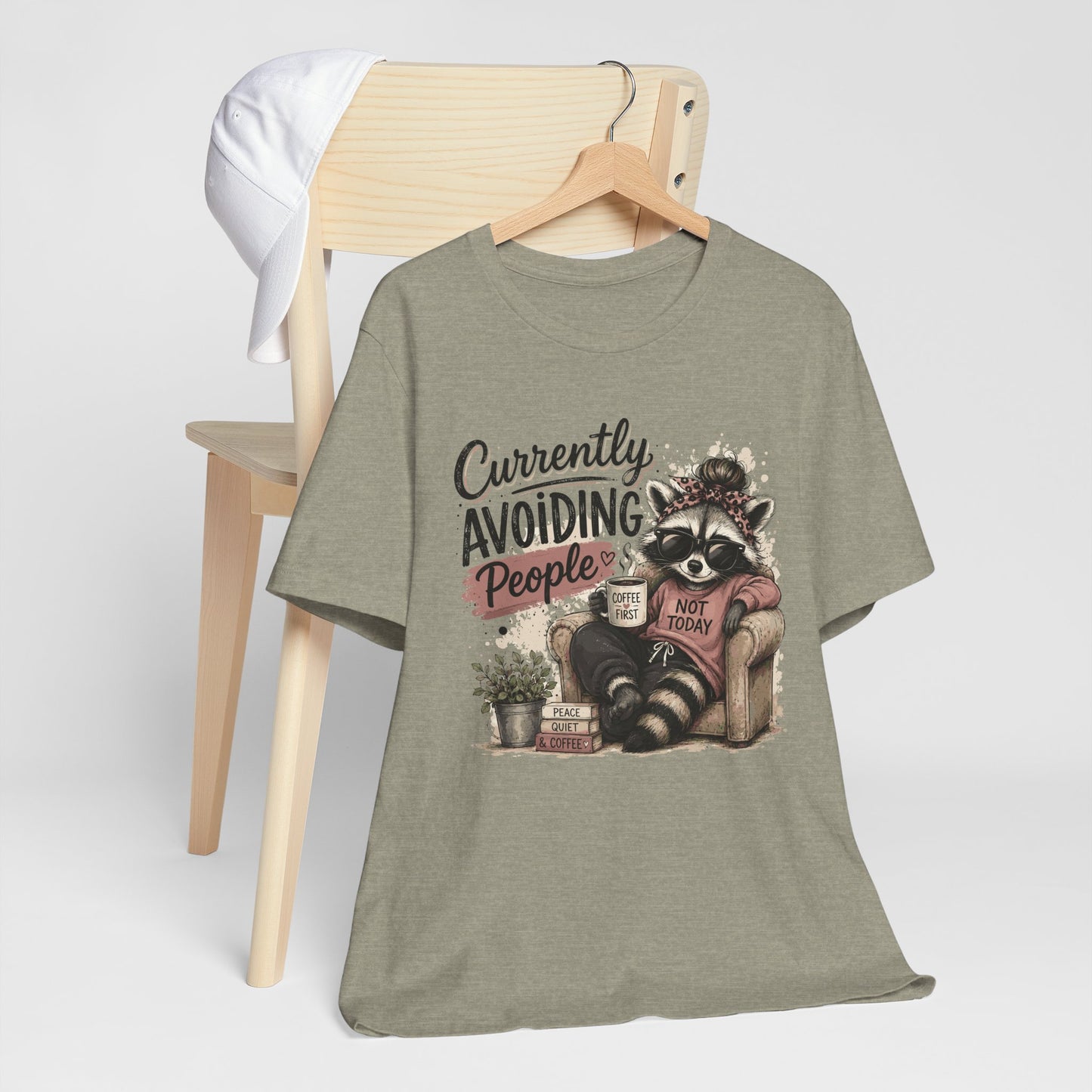 Currently Avoiding People Raccoon Graphic Tee
