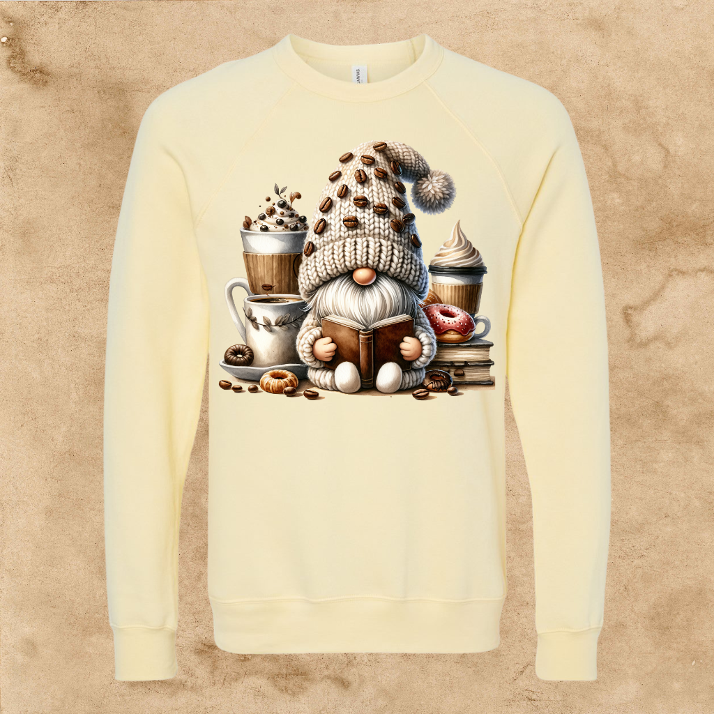 Adult Coffee Gnome Sweatshirt with Whimsical Design