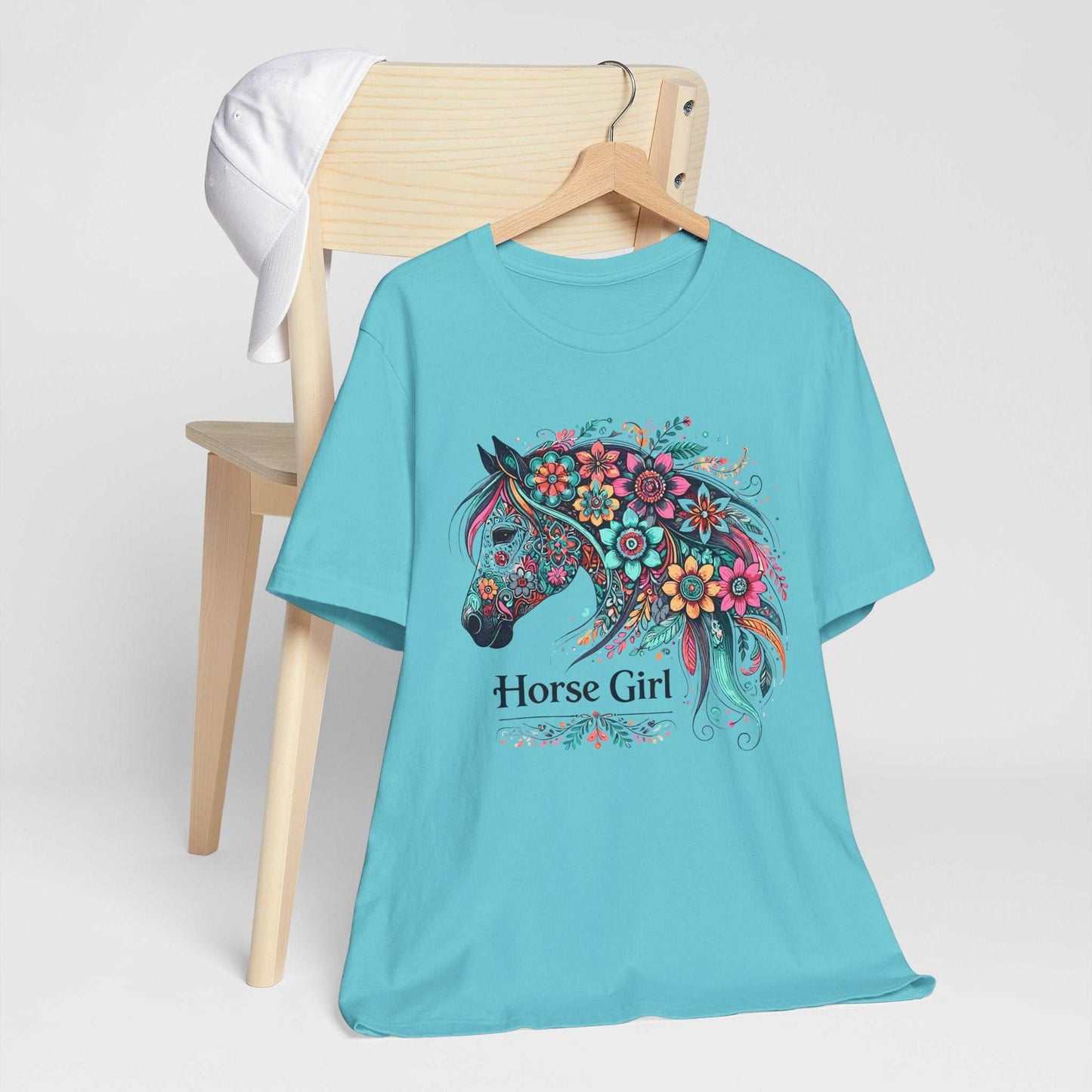 floral horse shirt - turquoise