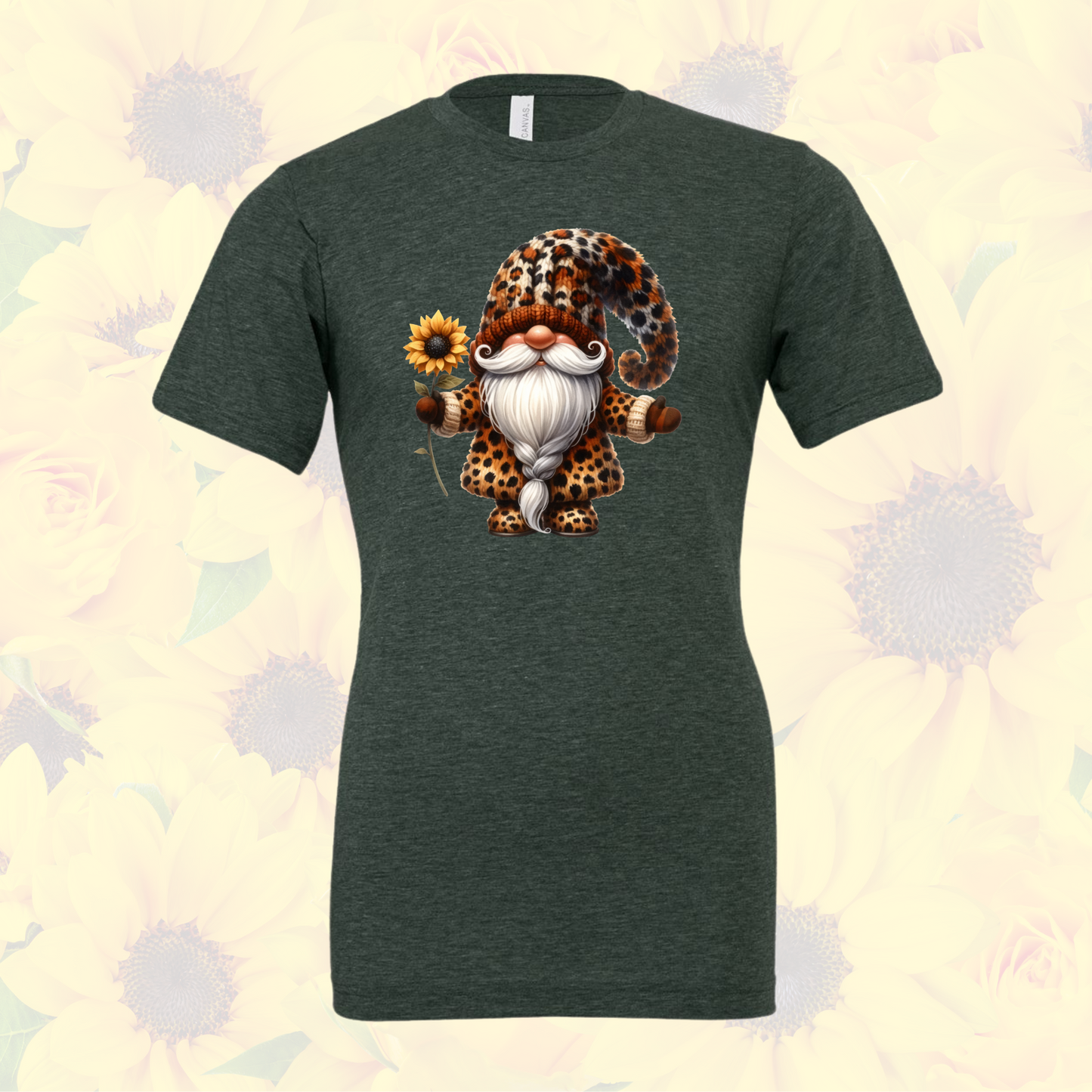 Leopard Sunflower Gnome Tee