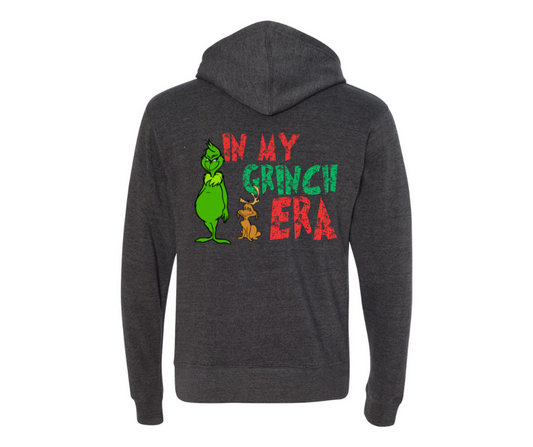 Grinch Era hoodie with kangaroo pocket and Grinch graphic on the back.