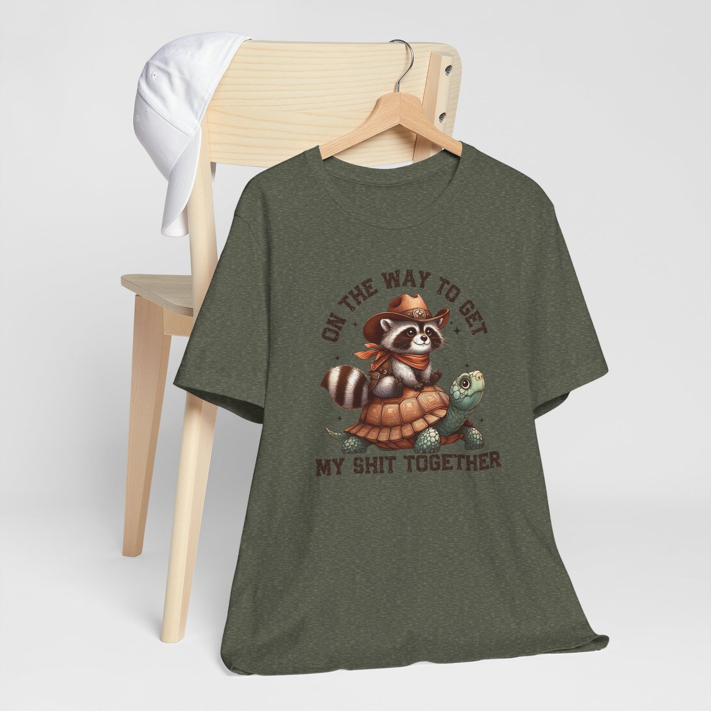 On The Way To Get My Shit Together Shirt – Funny Western Raccoon Turtle Graphic Tee