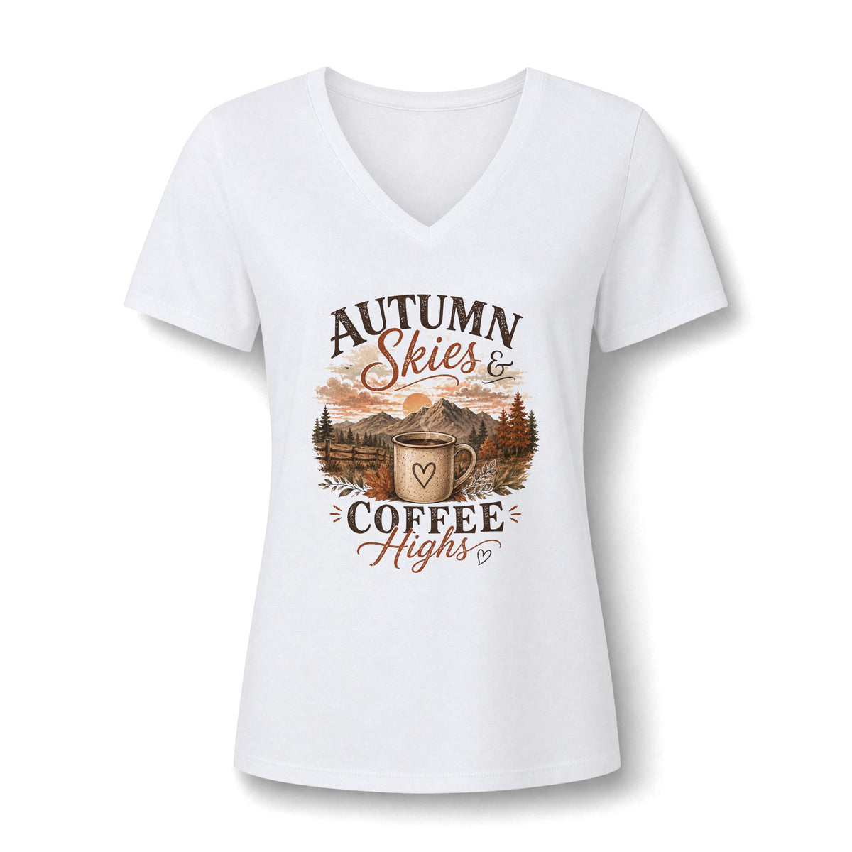 Autumn Skies & Coffee Nights Women's V-Neck Tee