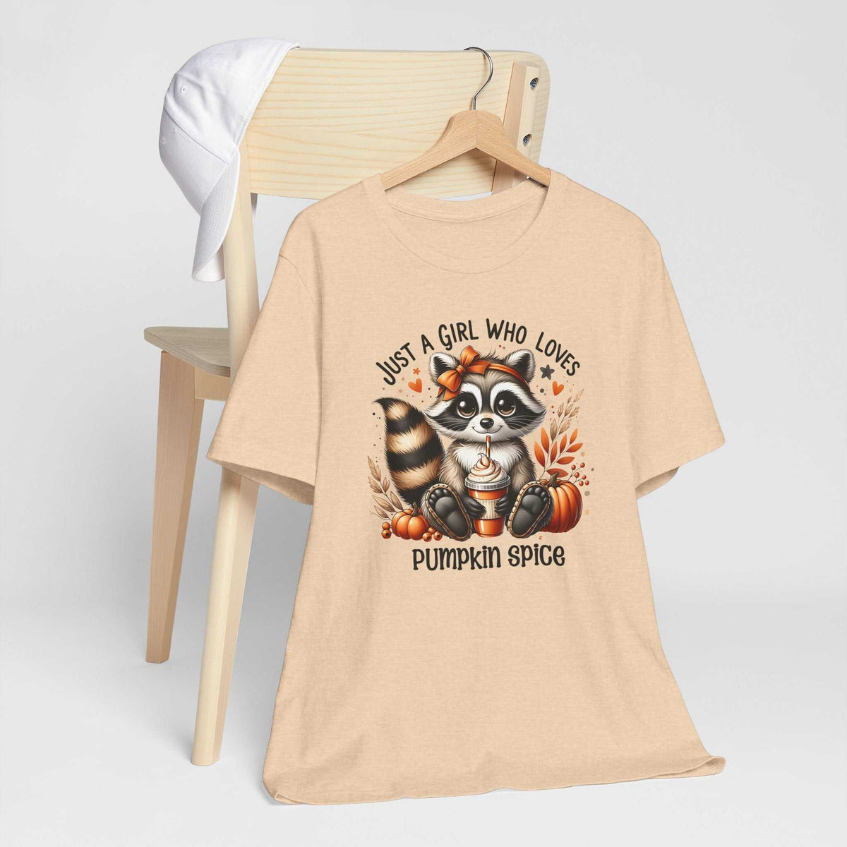 Just a Girl Who Loves Pumpkin Spice Raccoon Fall T-Shirt