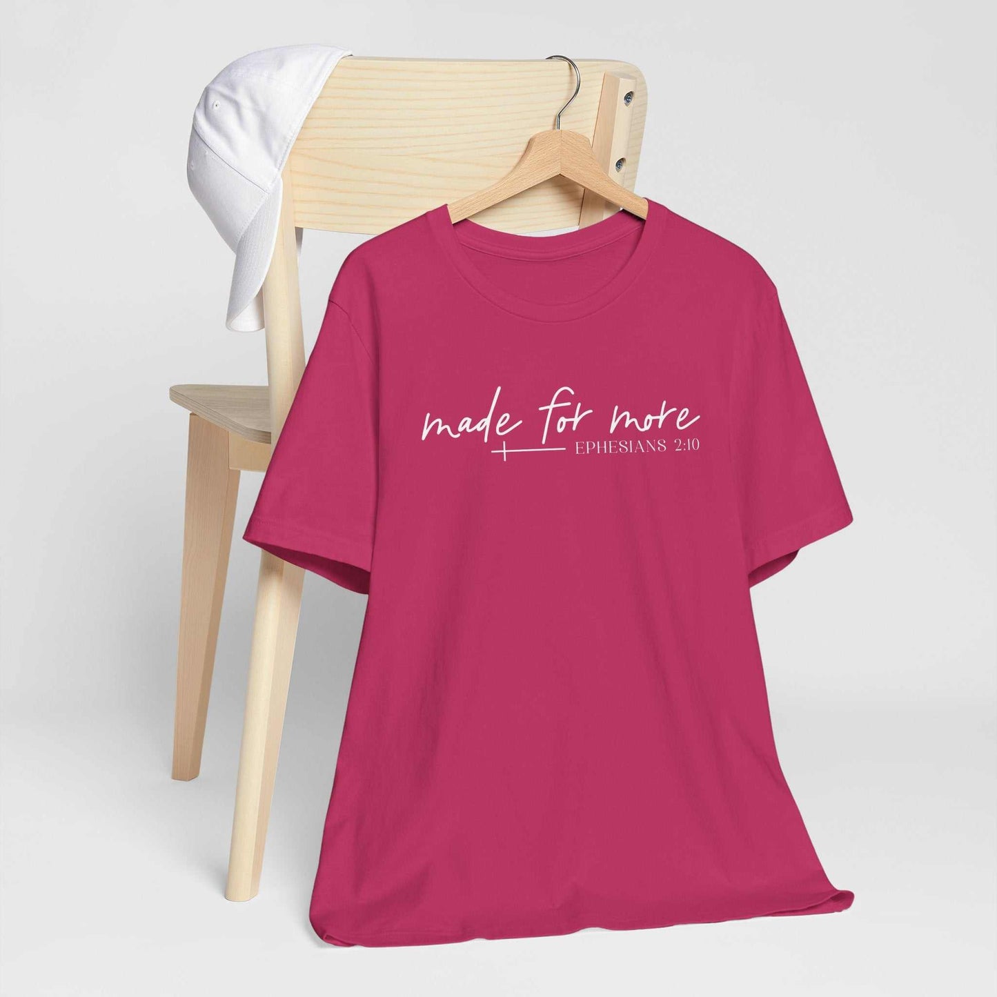 Made for More Faith Tee with inspirational scripture design inspired by Ephesians 2:10