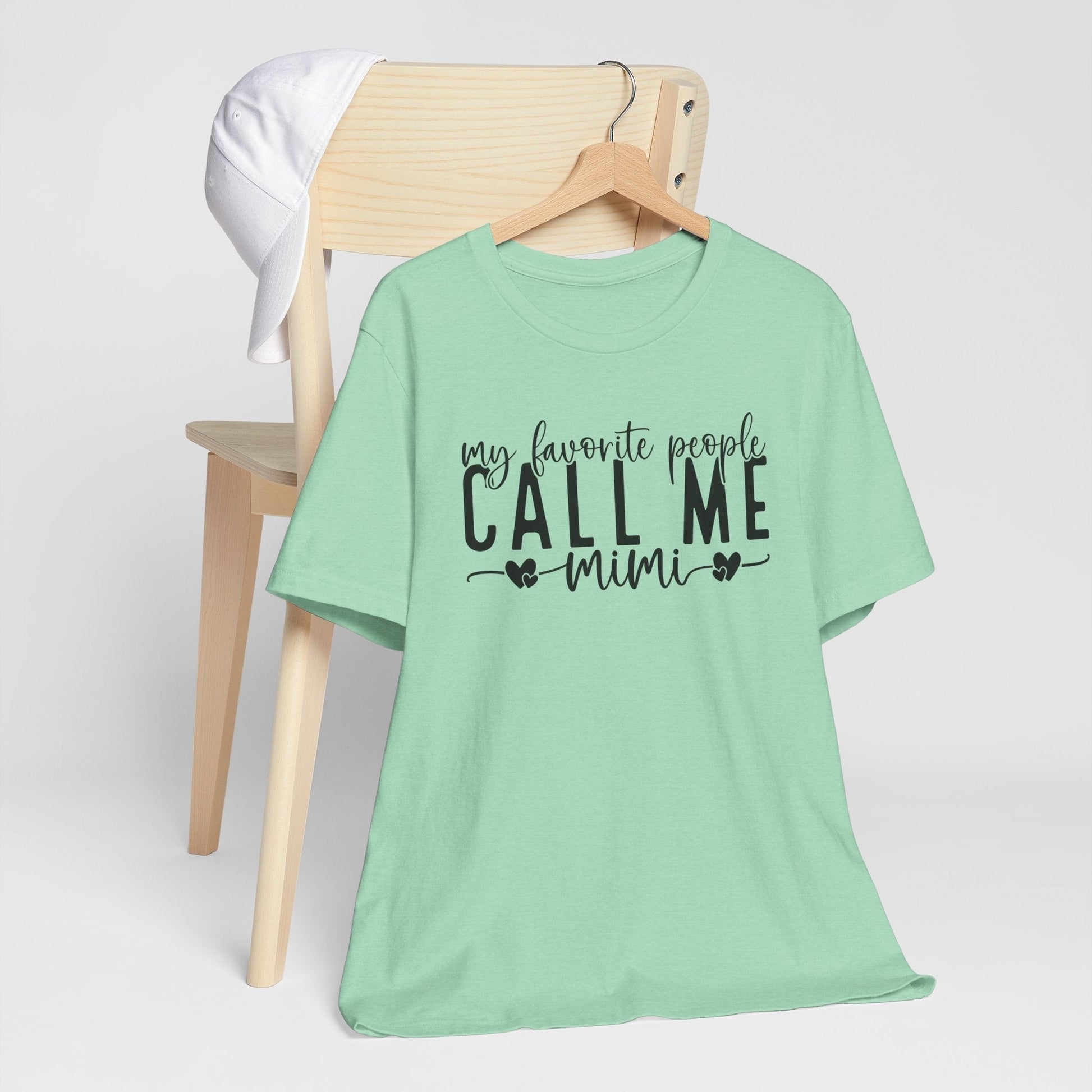 My Favorite People Call Me Mimi Shirt with elegant script and heart accents for grandmas