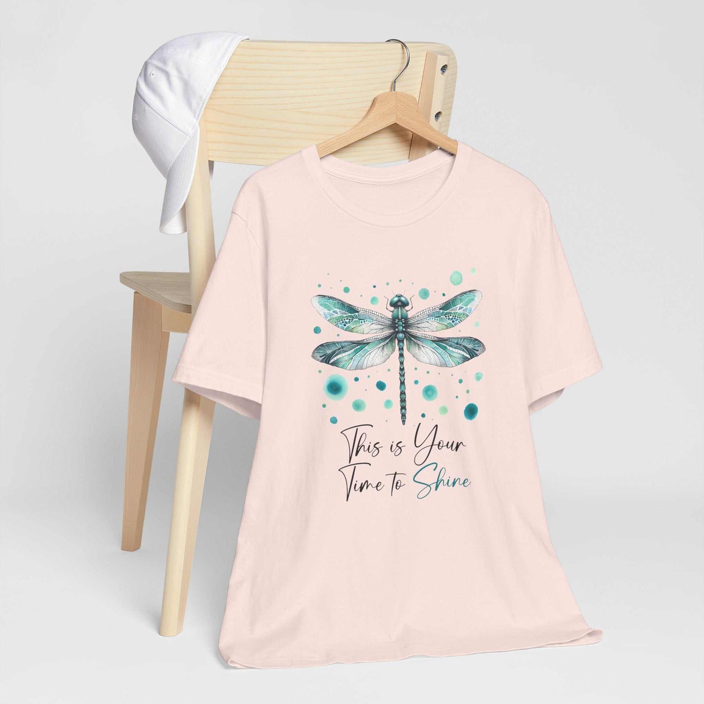 Unisex Dragonfly Tee with watercolor design symbolizing transformation and strength on soft Bella Canvas fabric