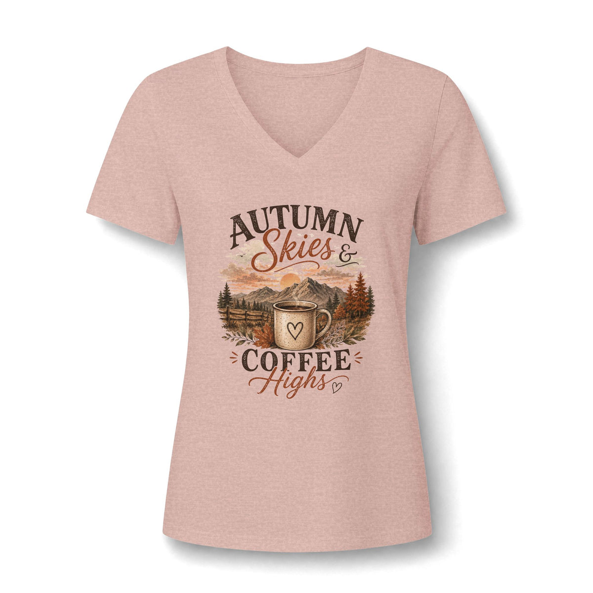 Autumn Skies & Coffee Nights Women's V-Neck Tee