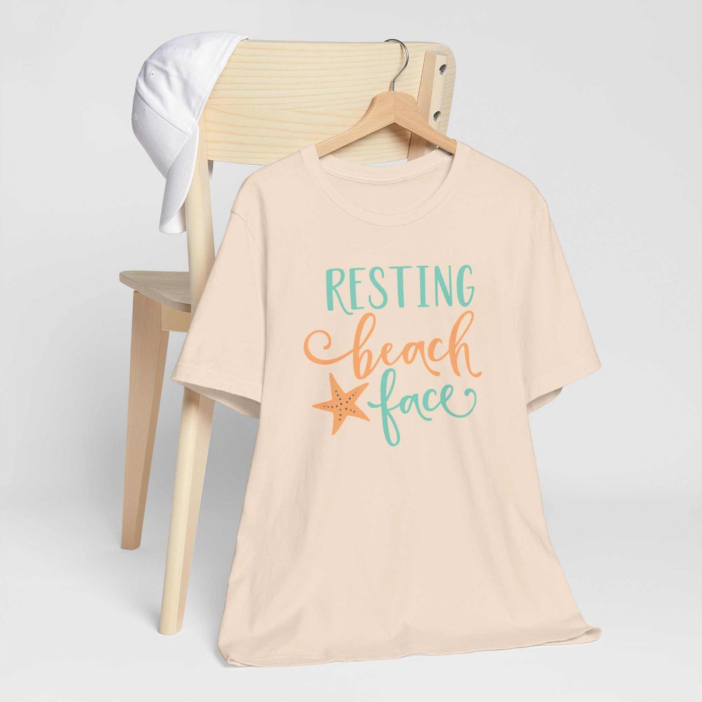 Resting Beach Face graphic on soft Bella + Canvas unisex coastal beach tee