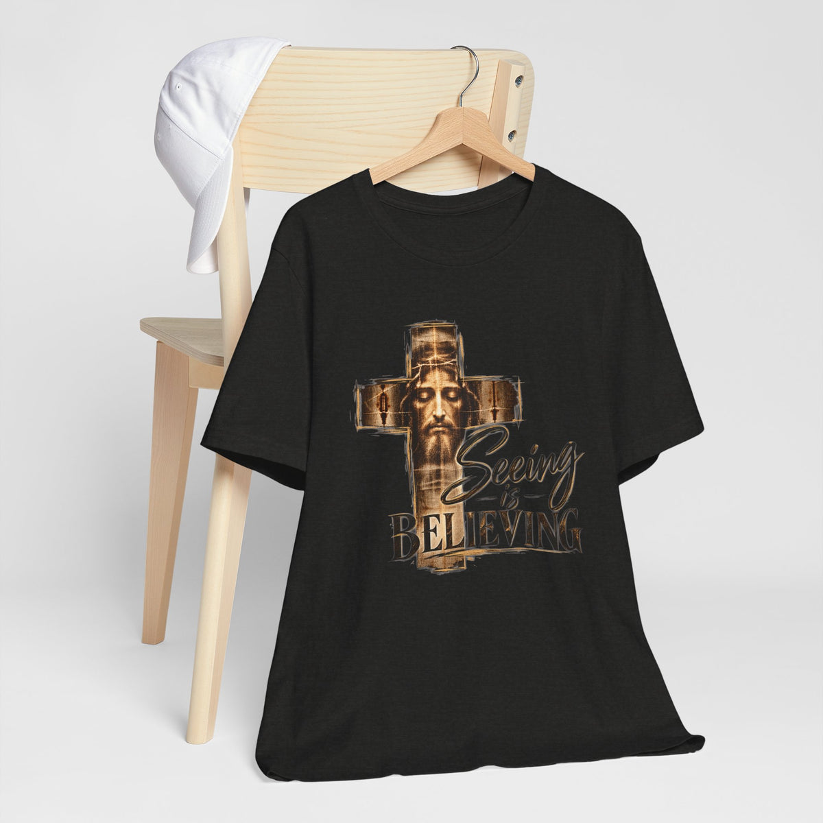 Seeing Is Believing Cross Christian T-Shirt | Shroud Inspired