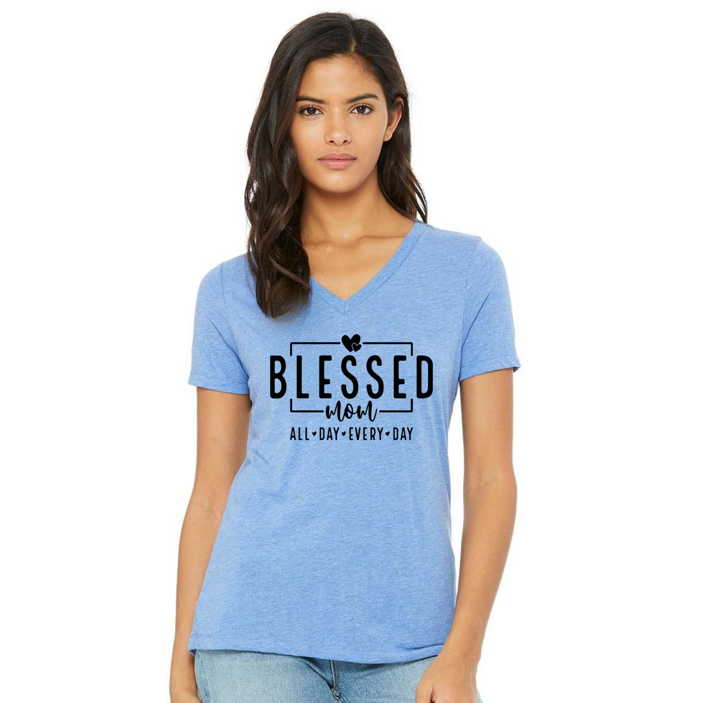 Blessed Mama Shirt in light blue