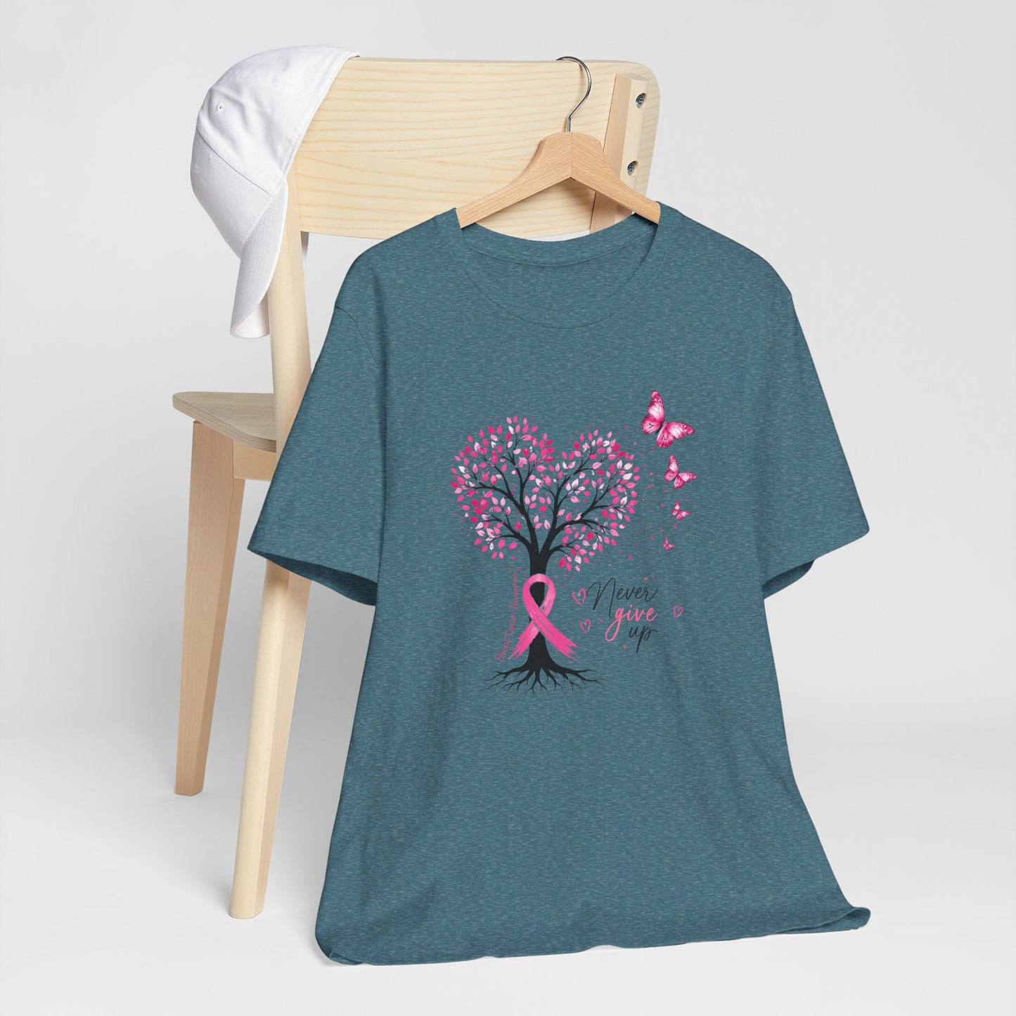 Never Give Up Breast Cancer Awareness Tree Tee