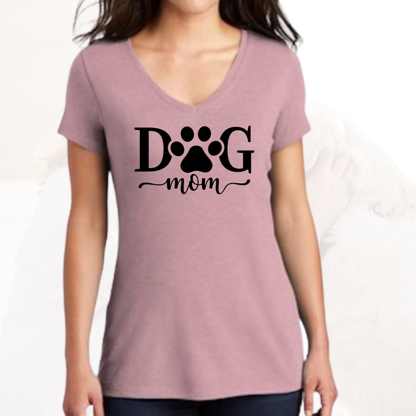 Dog mom paw print vneck shirt
