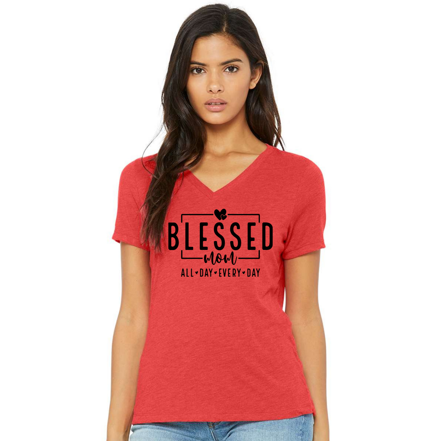 Blessed Mama Shirt in red