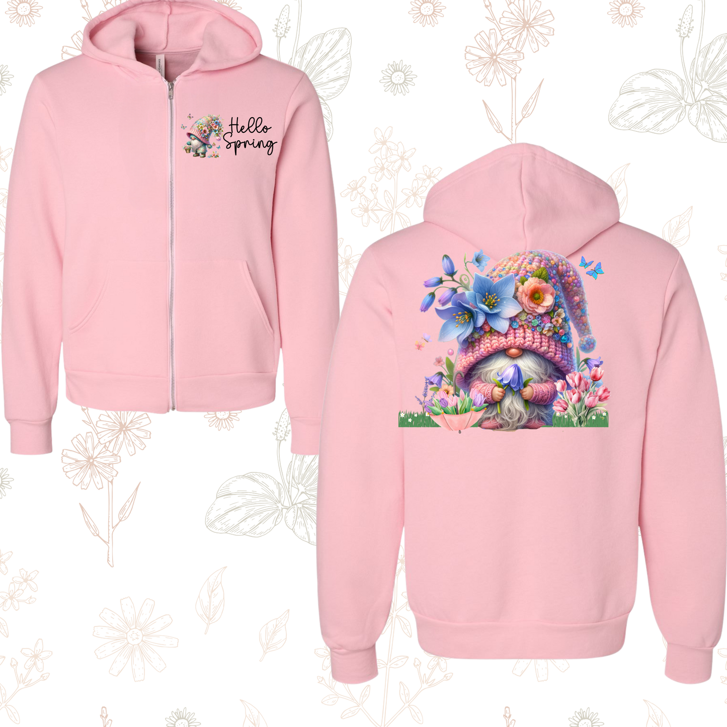 Spring Gnome Zip Up Hoodie 2