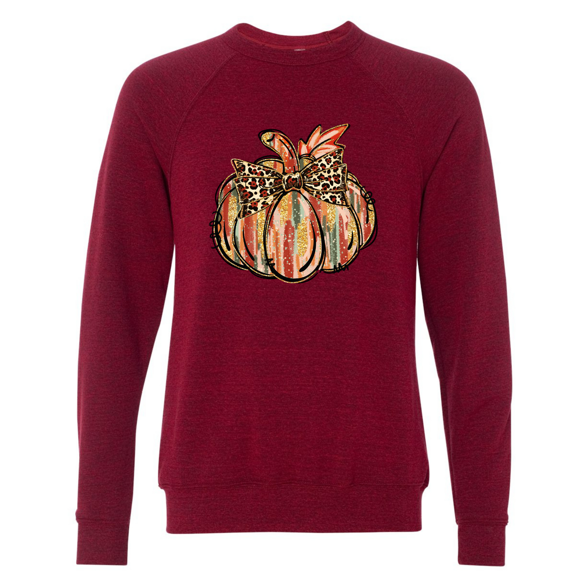 Cardinal Red sweatshirt with pumpkins and a bow