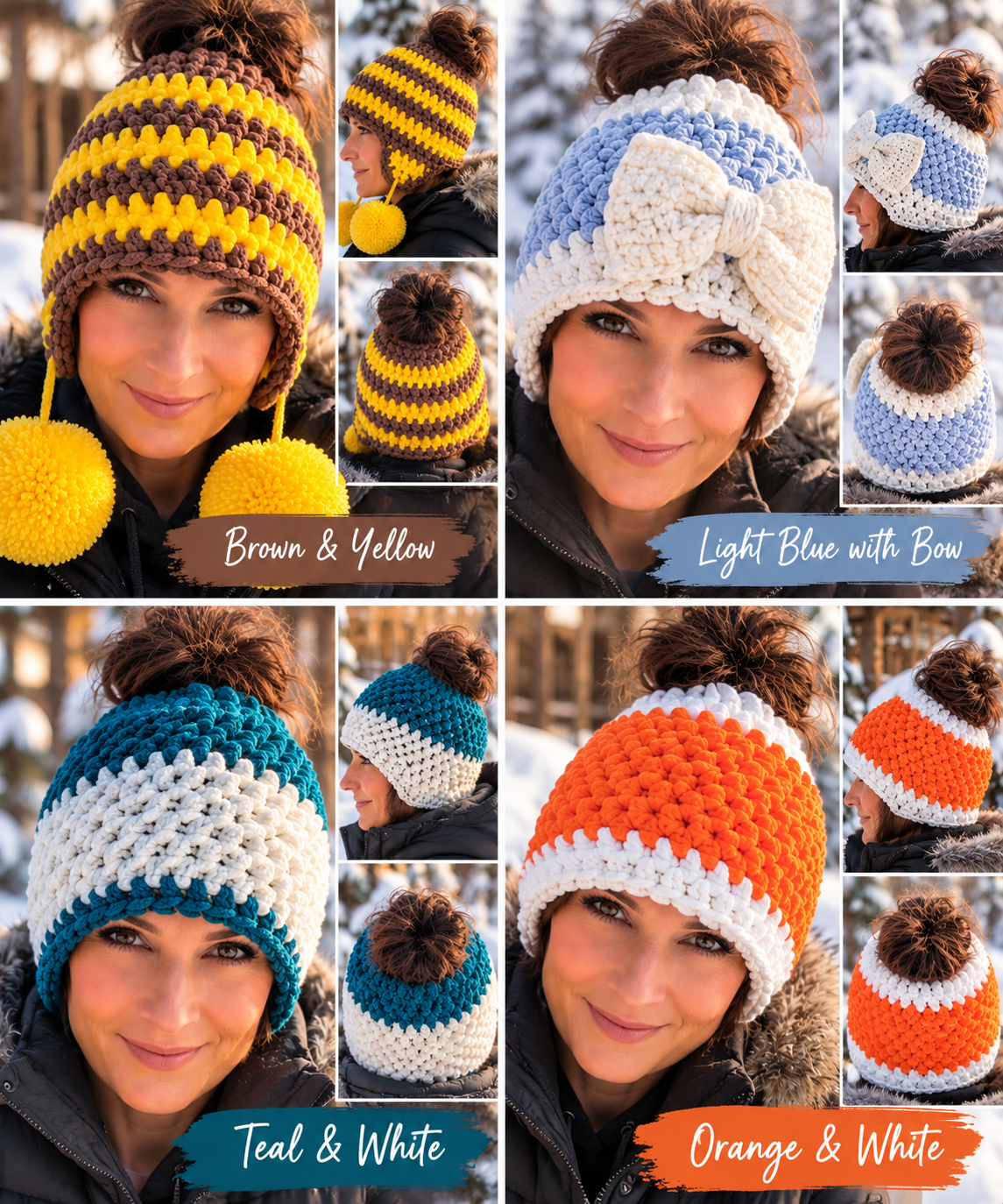 Handmade Chunky Messy Bun Hats – CLOSEOUT