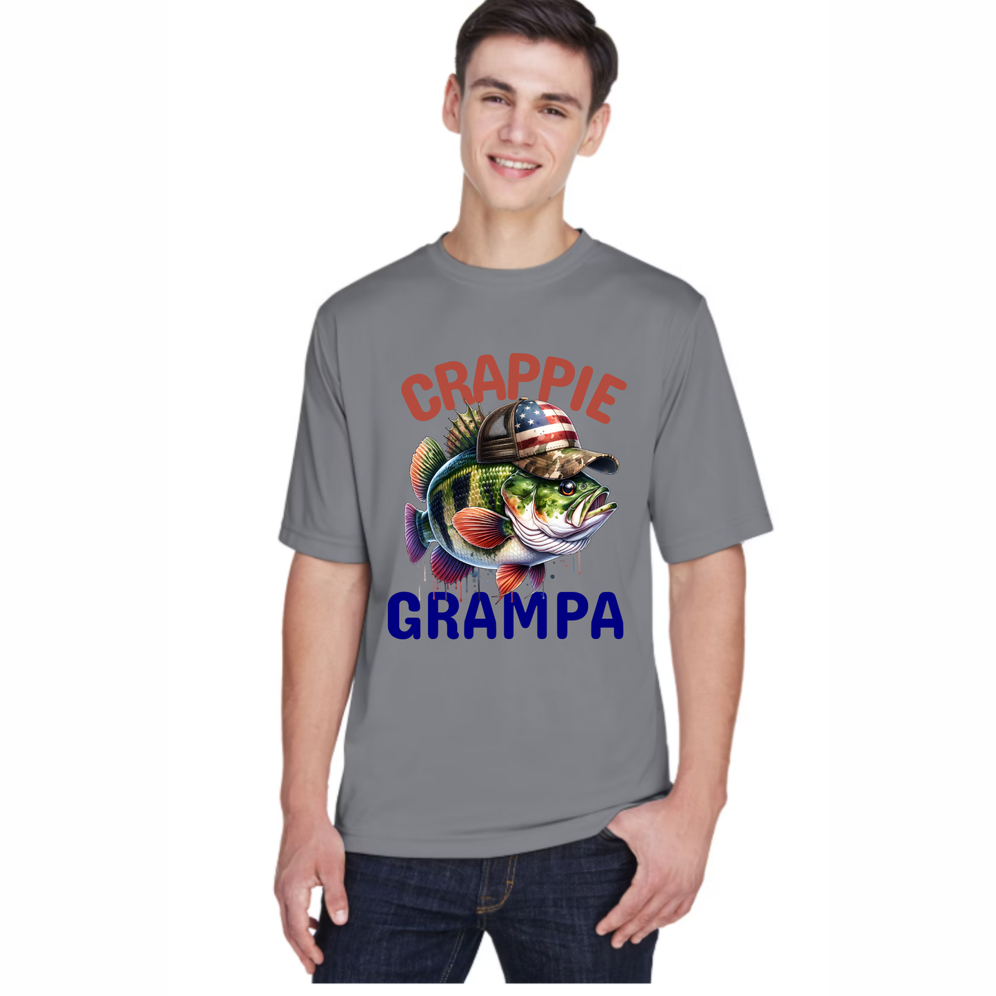 Crappie_Grampa_Fishing_Shirt in dark grey