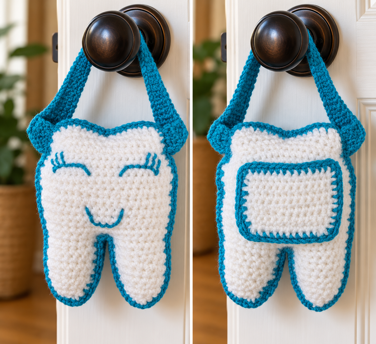 Hand-Crocheted Tooth Fairy Door Hanger with Pocket