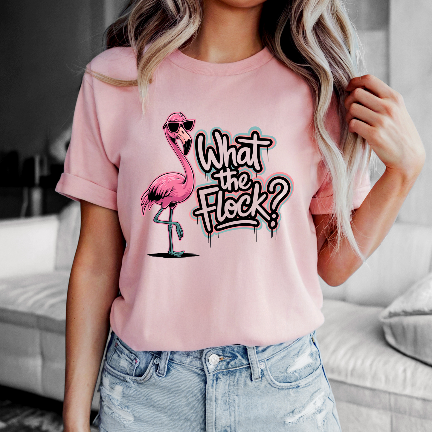 Funny Flamingo Shirt in soft pink