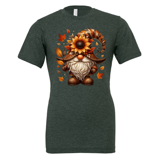 Gnome fall sunflowers and leaves