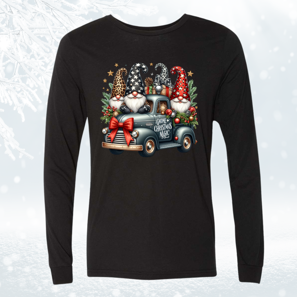 Merry Christmas Gnome Truck Long Sleeve Shirt