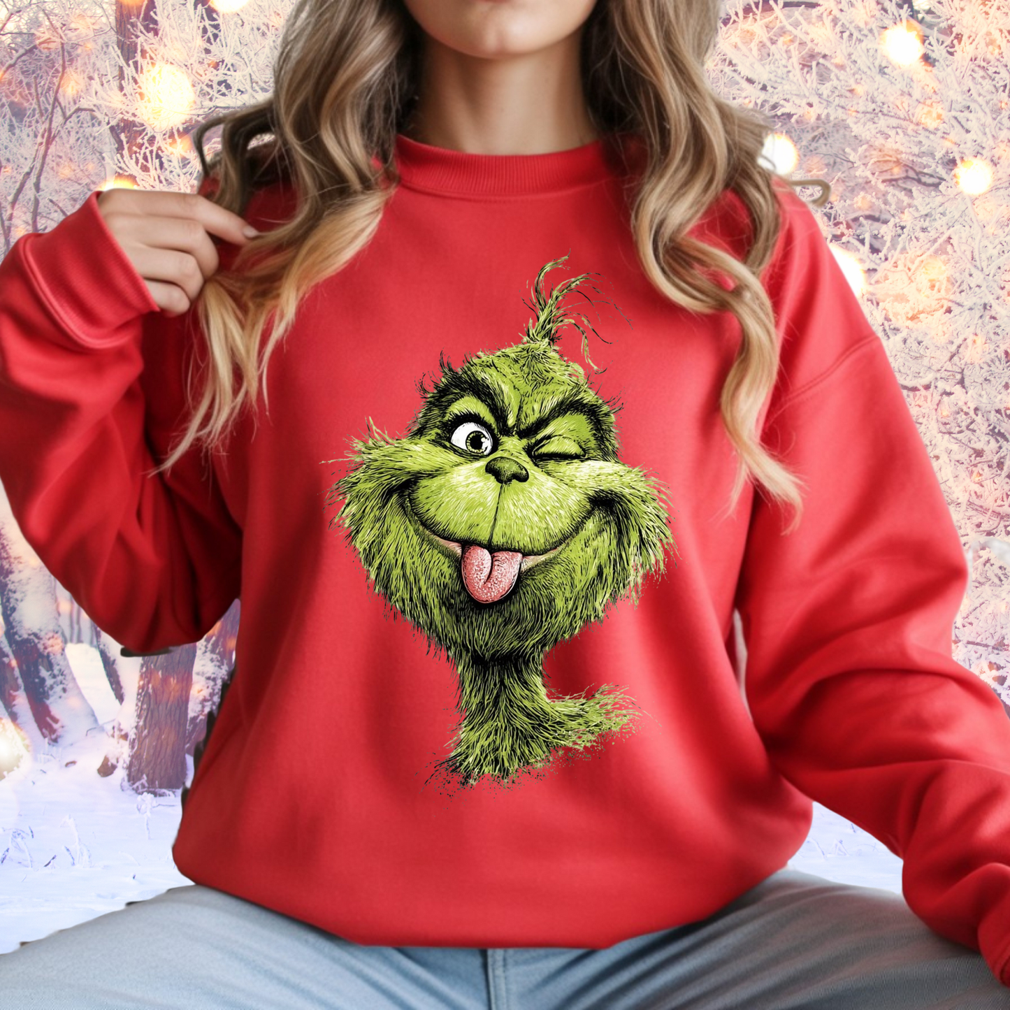 Winking Grinch – Funny Christmas Sweatshirt