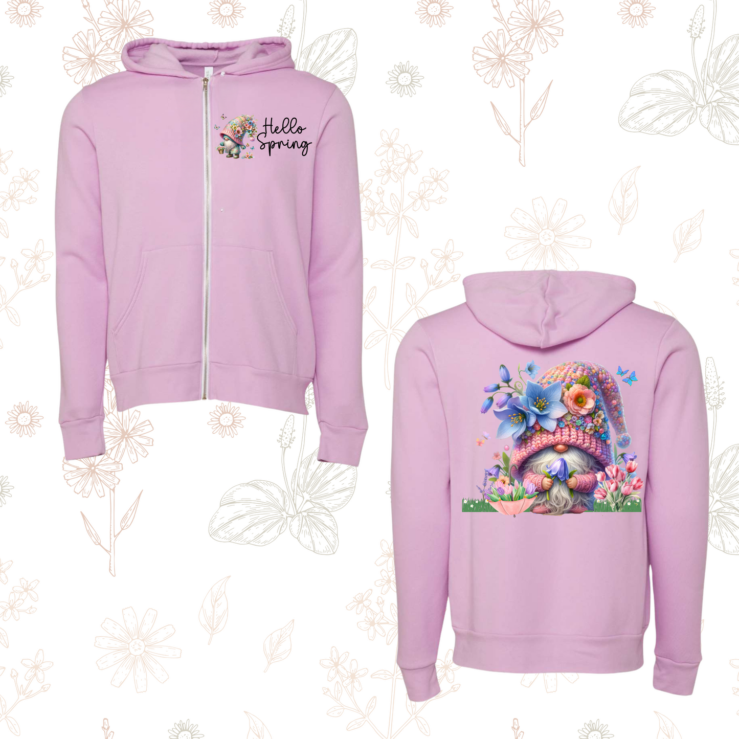 Spring Gnome Zip Up Hoodie 2