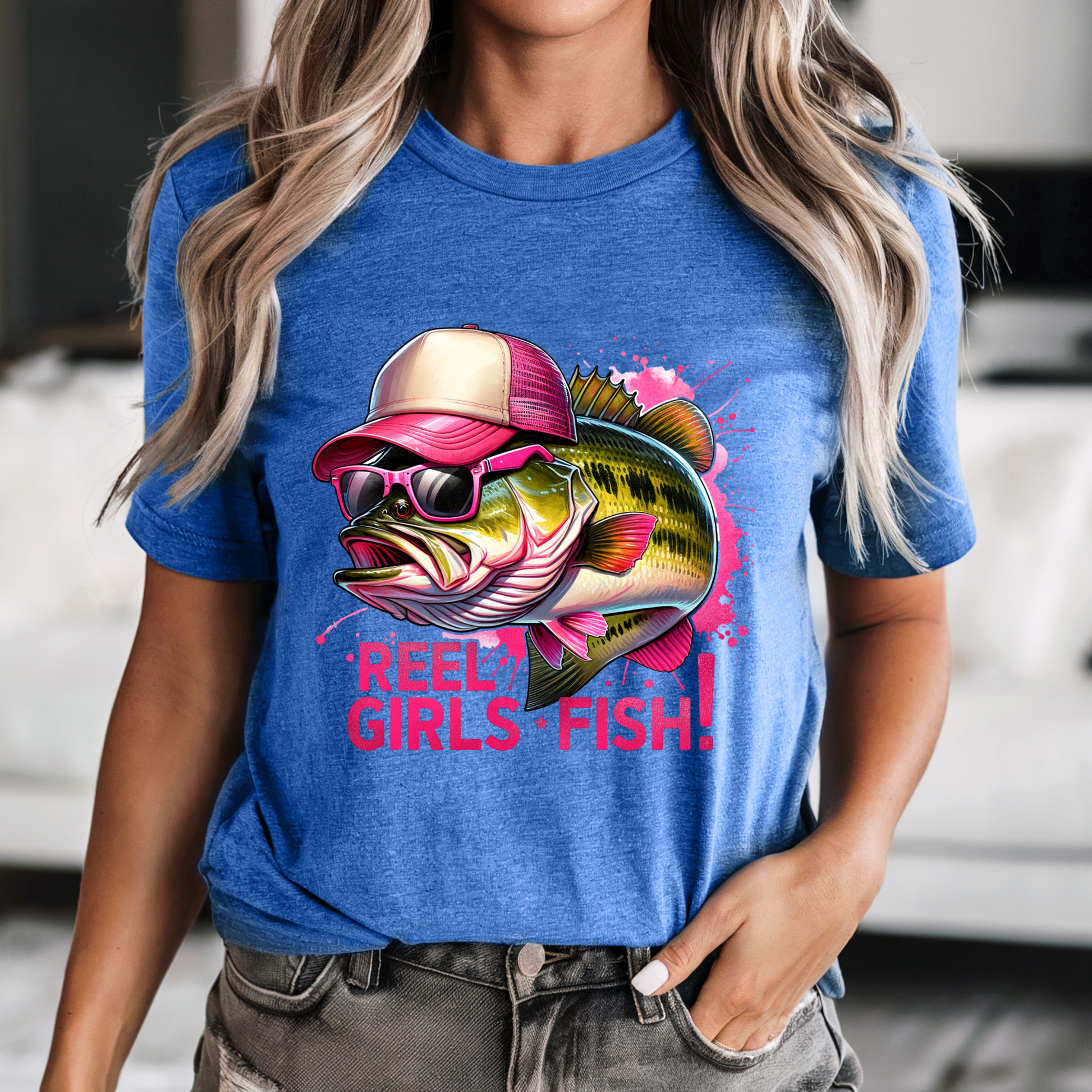 Reel Girls Fish Tee Shirt in Royal Blue