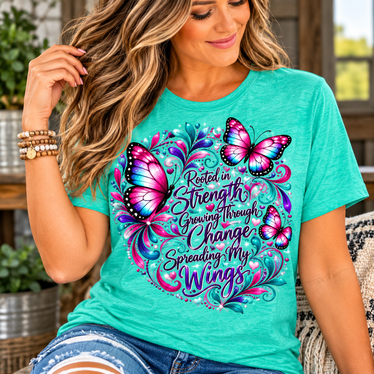 Rooted in Strength Women's Butterfly Graphic Tee