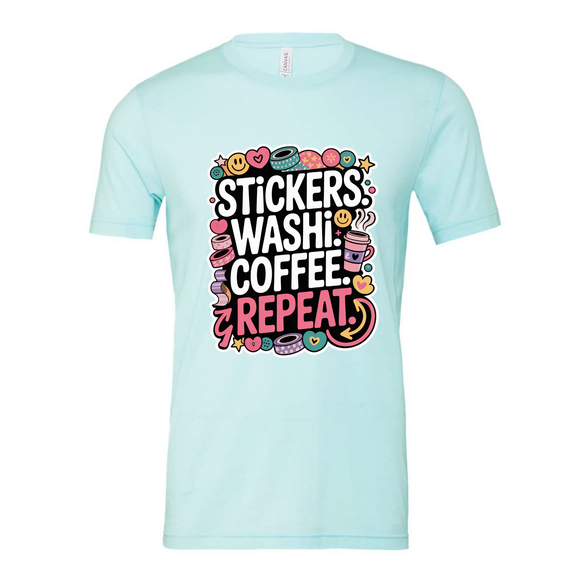Stickers Washi Coffee Repeat Shirt in Ice Blue