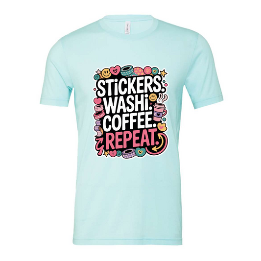 Stickers Washi Coffee Repeat Shirt in Ice Blue
