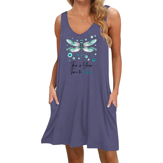 This Is Your Time to Shine Dragonfly Dress in Purple
