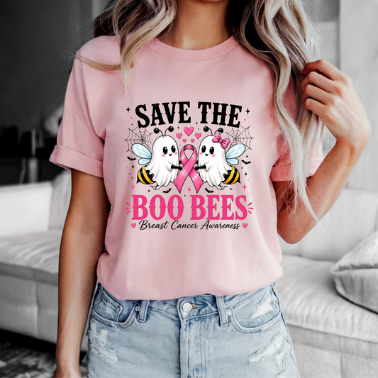 Save the Boo Bees Breast Cancer Awareness Halloween Tee for Women