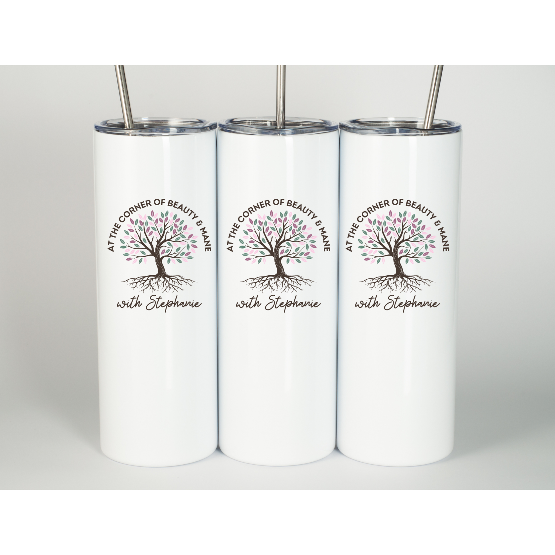 Personalized tumbler for Stephanie with custom logo