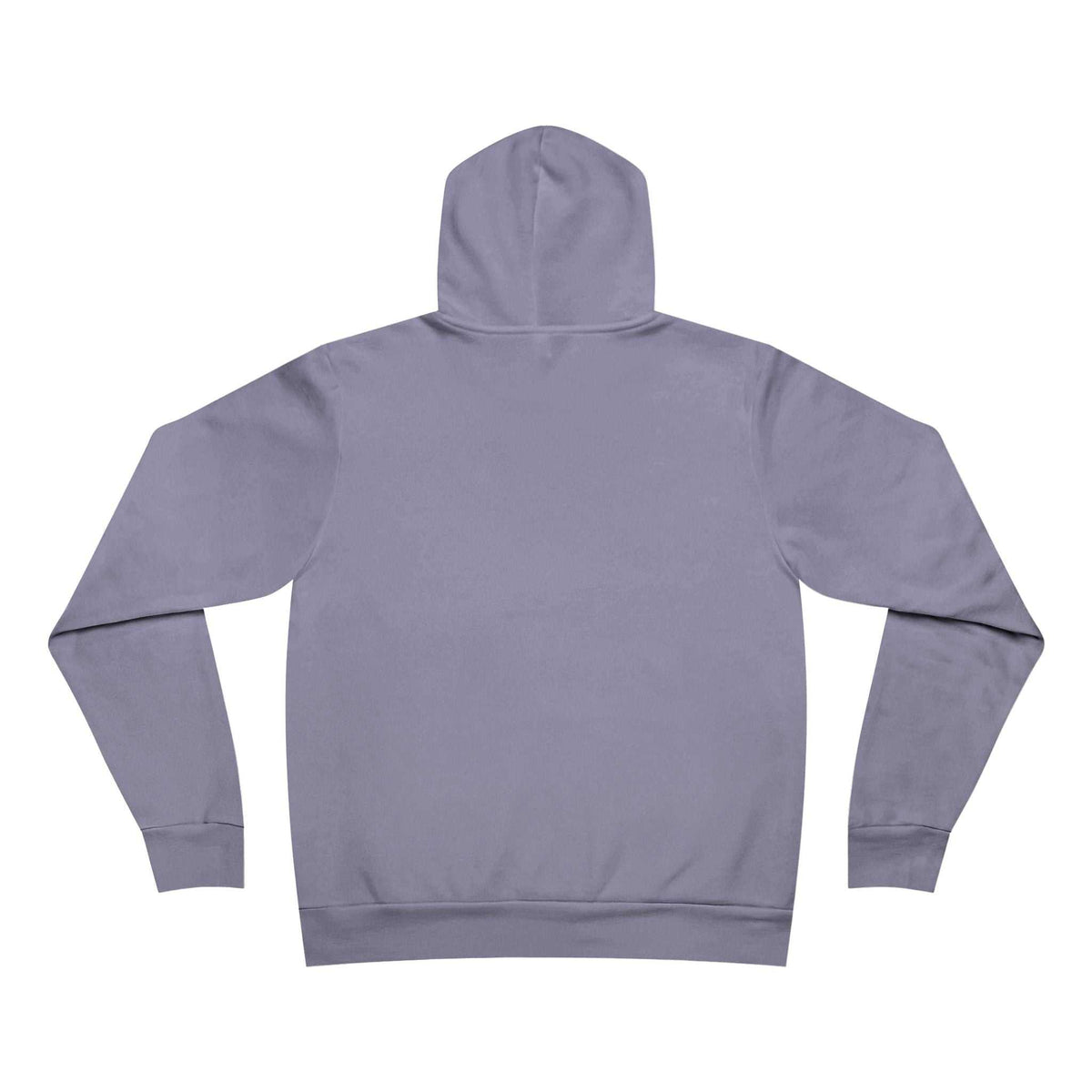 Pullover hoodie in muted lavender fleece, plain back view with an attached hood, long sleeves, and ribbed cuffs and hem; positive quote hoodies