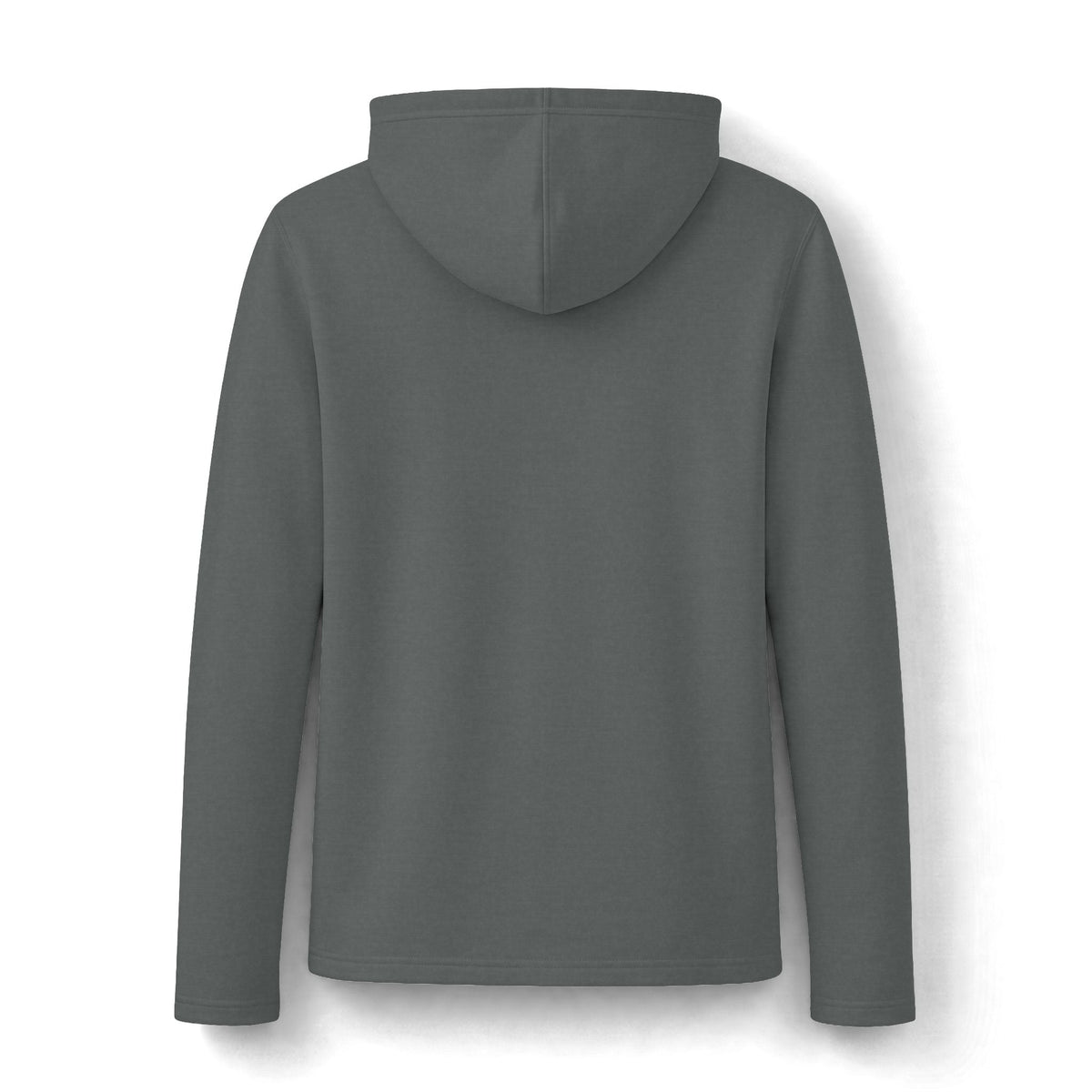 funny womens sweatshirt in solid charcoal gray with long sleeves, a plain back, and an attached hood