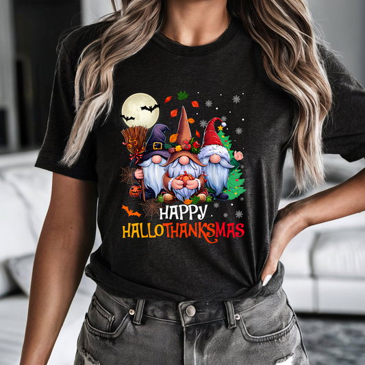 Happy HalloThanksmas Crew Neck Shirts