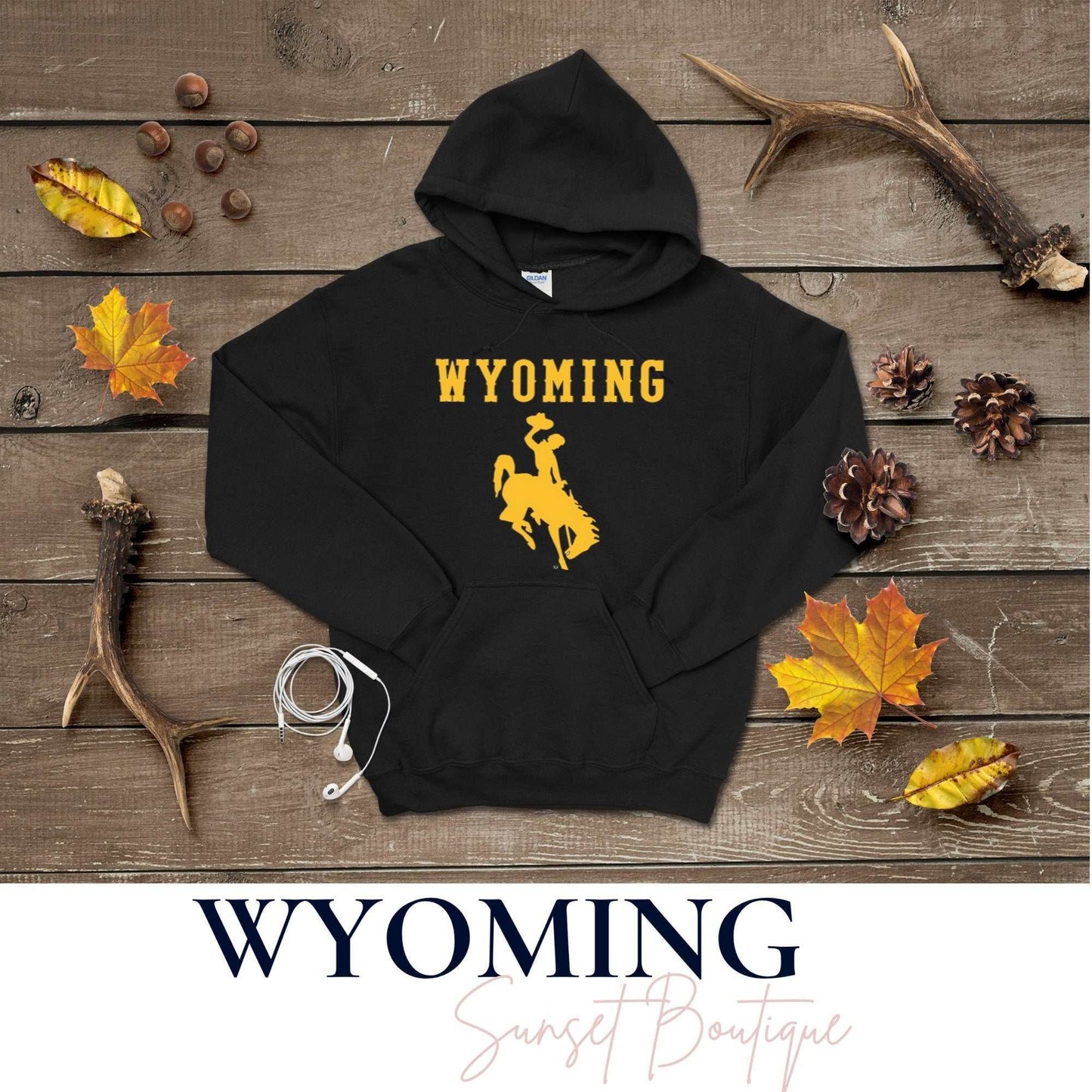 Wyoming Cowboys Hoodie with Bucking Horse Logo for Men and Women