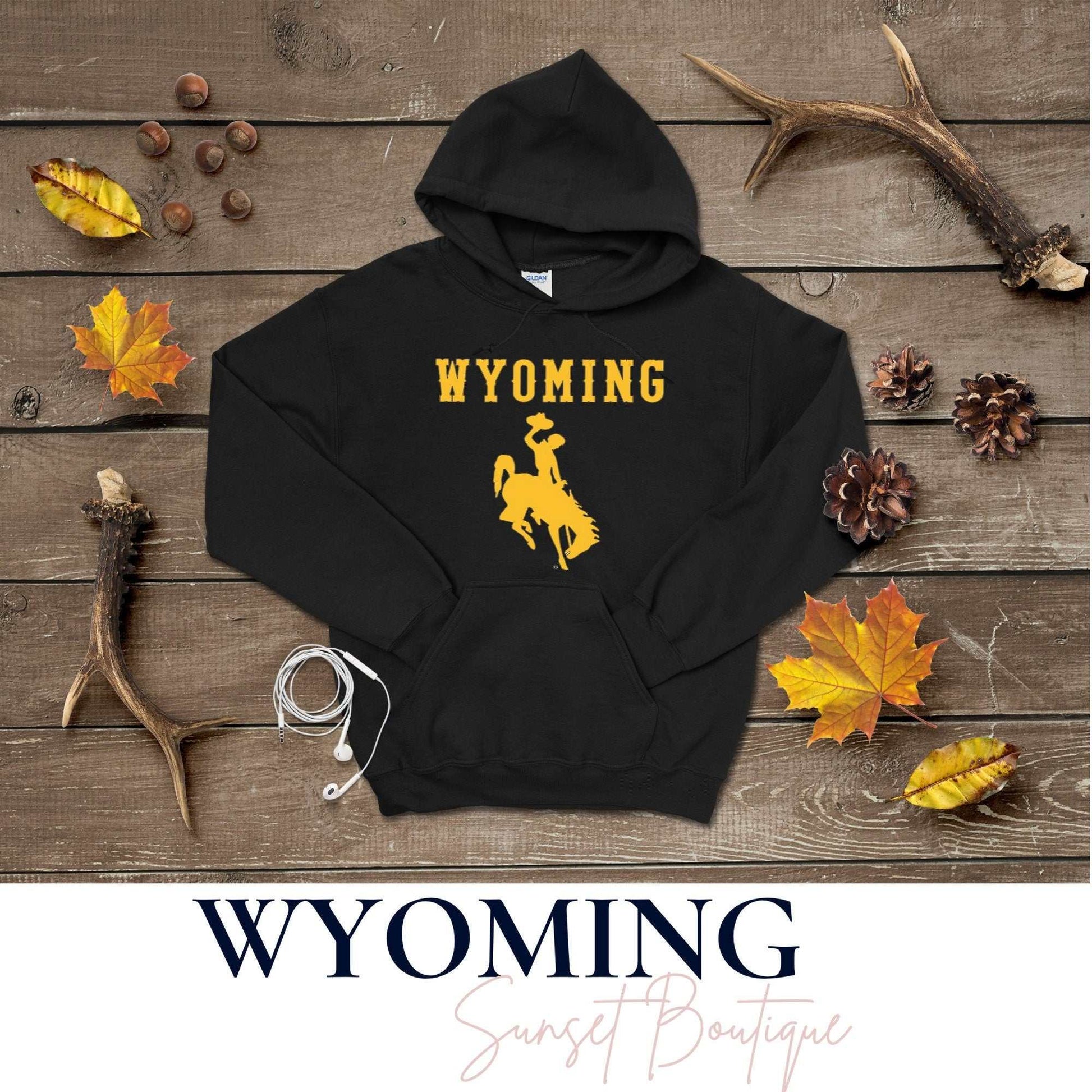 Wyoming Cowboys Hoodie with Bucking Horse Logo for Men and Women