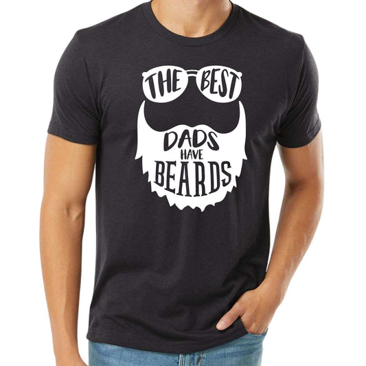 Vintage black beard T-shirt for dads with "The Best Dads Have Beards" print.