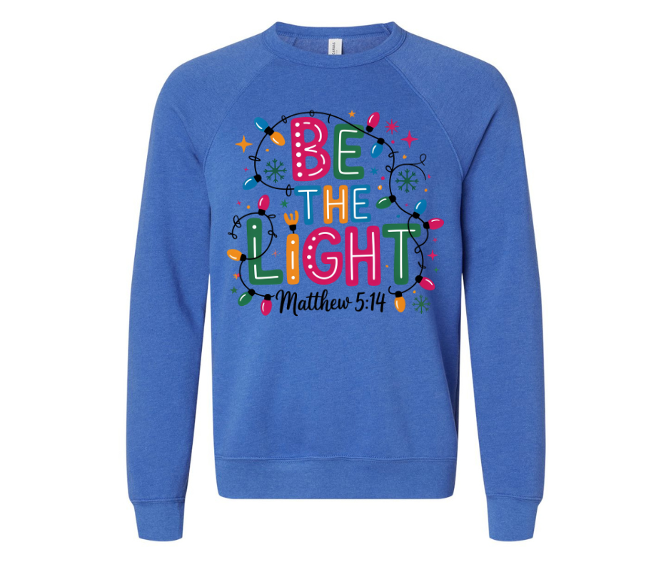 Cozy “Be The Light” Christmas Sweatshirt – Unisex Holiday Wear