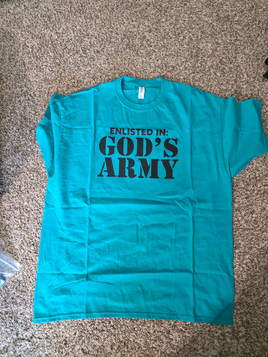 Enlisted in God's army adult tees